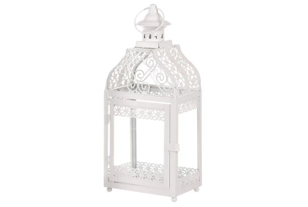 Kovový lampáš Mirja 37 cm, biela antik