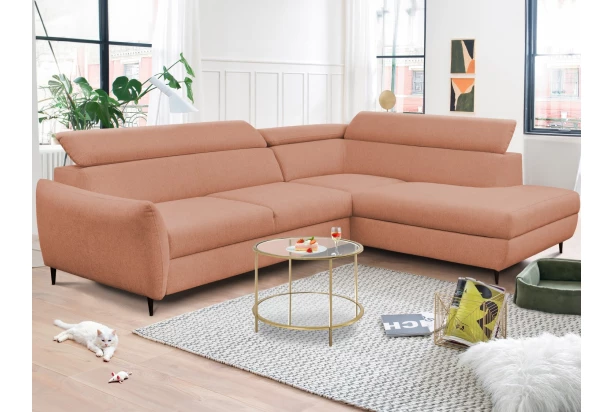 Rohová sedacia súprava Othello, lososová látka, pravý roh