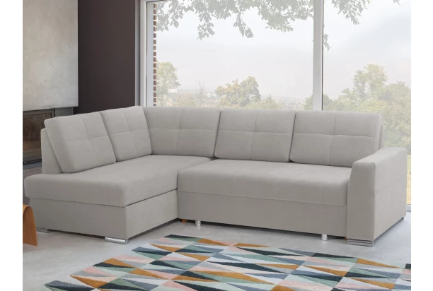 Rohová sedacia súprava Stilo, stredně šedá látka, ľavý roh