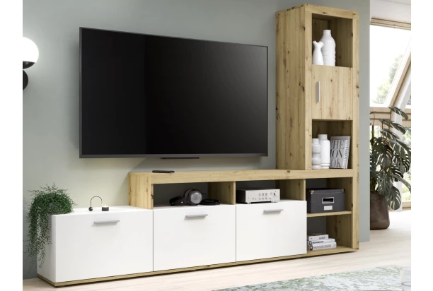 Obývacia stena Jacky, dub artisan/biela