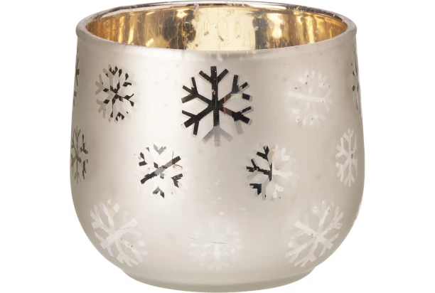 Vianočný svietnik Vločky 10 cm, zlatý
