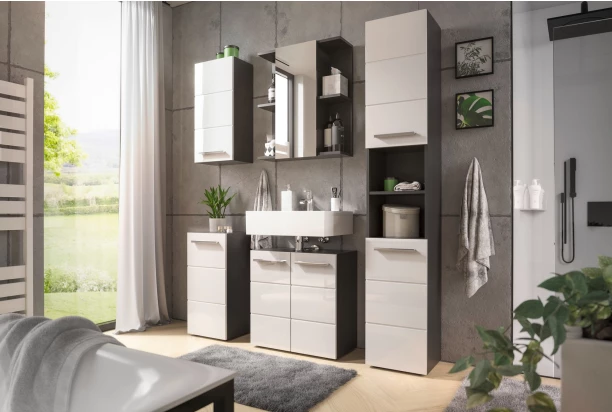 Koupeľňová zrkadlová skrinka Gloss, antracit