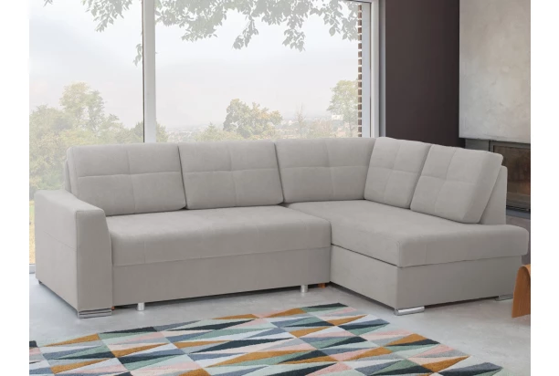 Rohová sedacia súprava Stilo, stredne šedá látka, pravý roh