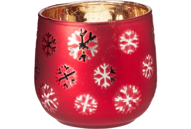 Vianočný svietnik Vločky 10 cm, červený