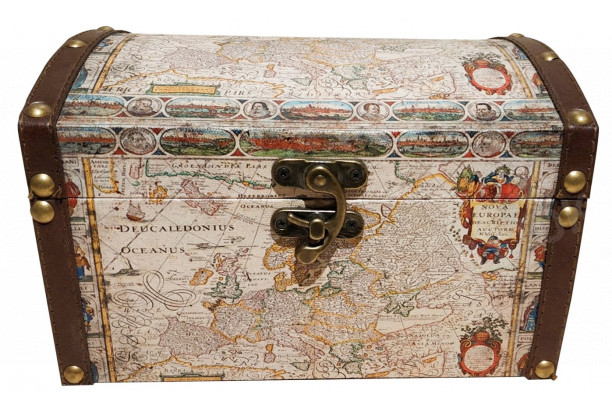 Úložná truhlica s motívom mapy šírka 27 cm