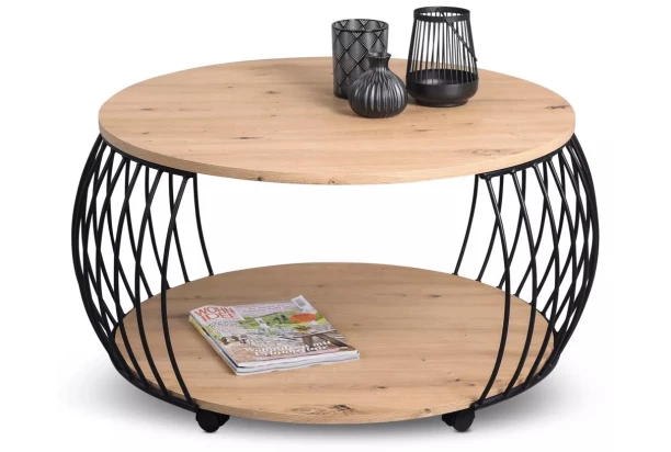 Okrúhly konferenčný stolík Peking 80 cm, dub artisan