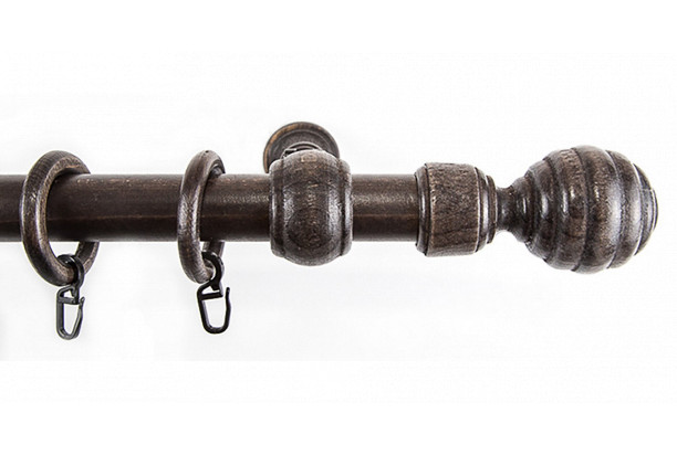 Záclonová tyč s háčikmi Granát 240 cm, tmavé drevo