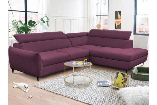 Rohová sedacia súprava Othello, fialová lila látka, pravý roh