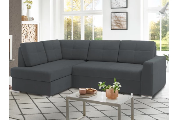 Rohová sedacia súprava Stilo, tmavo šedá látka, ľavý roh
