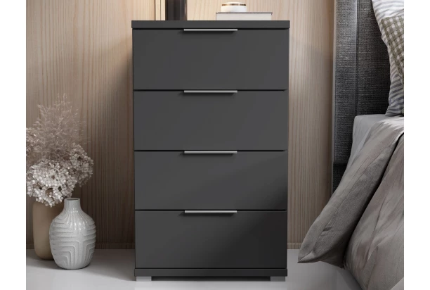 Nočný stolík/skrinka so 4 zásuvkami Smilla, výška 79 cm, grafitový