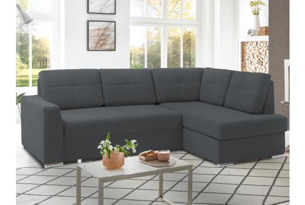 Rohová sedacia súprava Stilo, tmavo šedá látka, pravý roh