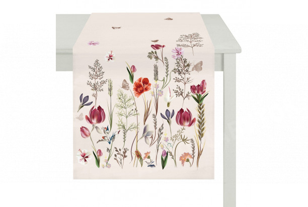 Behúň na stôl Kvetinová lúka 40x150 cm, krémový