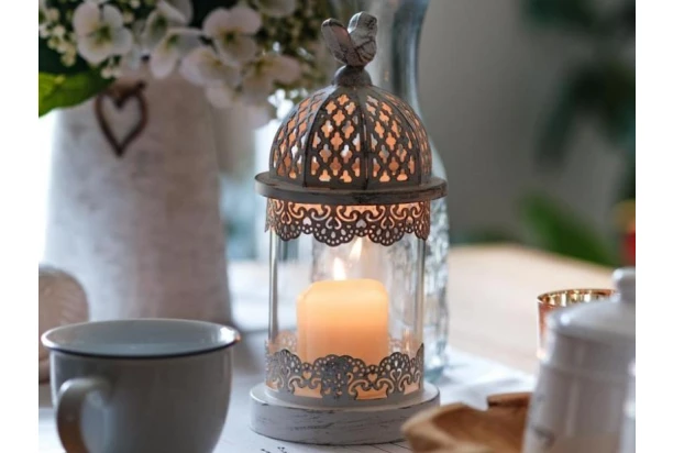 Lampáš Eglo 25 cm, biela antik s vtáčikom