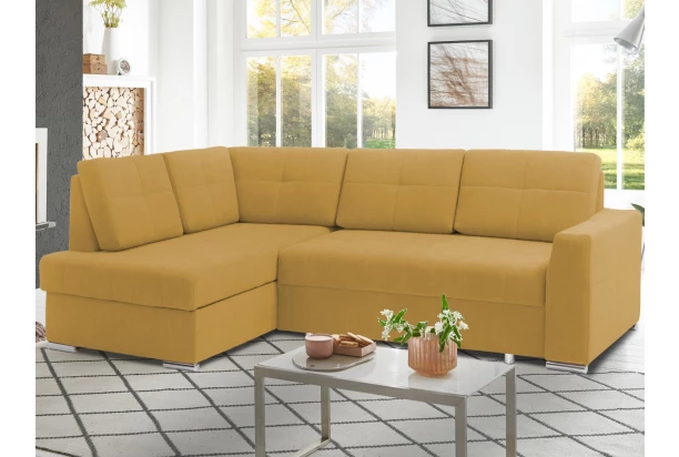 Rohová sedacia súprava Stilo, žltá látka, ľavý roh