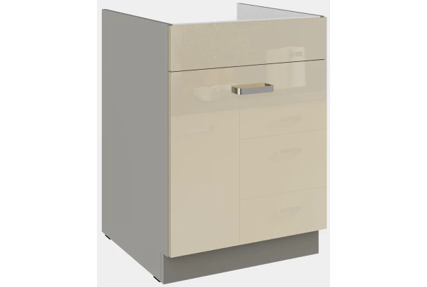 Kuchynská drezová skrinka Karmen 60ZL, 60 cm, šedá/krémová