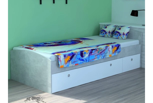 Posteľ s úložným priestorom Patrik 90x200 cm, šedý beton