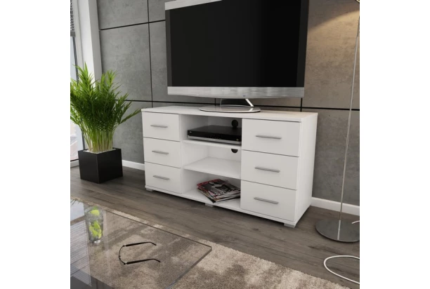 Vysoký TV stolík Oskar TV, biely, výška 65 cm