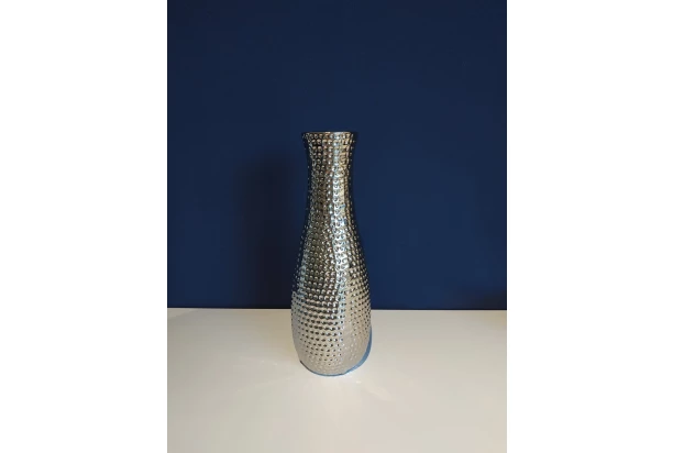 Váza Modern 36 cm, strieborná, tepaný vzhľad