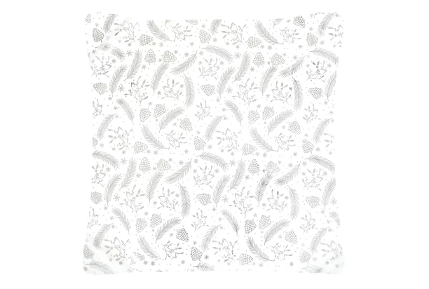 Vianočná obliečka na vankúš Perie a šišky 45x45 cm, strieborný