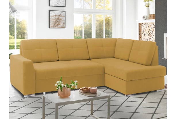 Rohová sedací súprava Stilo, žltá látka, pravý roh