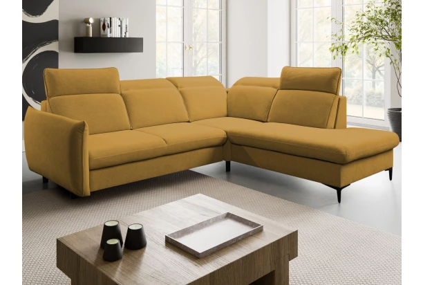Rohová sedacia súprava Glow, žltá látka, pravý roh