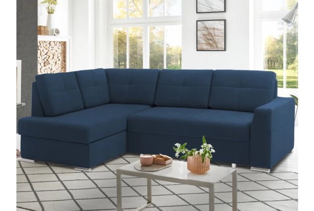 Rohová sedacia súprava Stilo, tmavo modrá látka, ľavý roh
