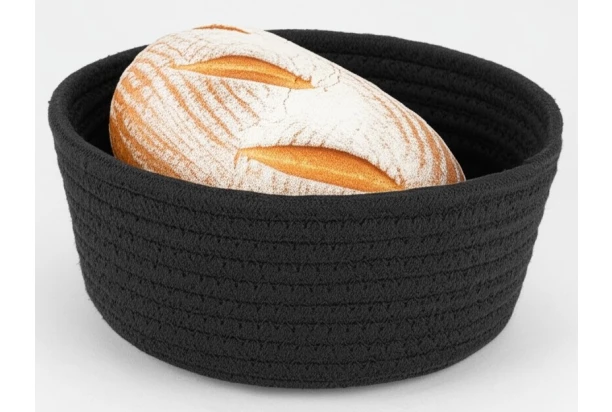 Košík na chlieb LifeStyle 22 cm, čierna bavlna