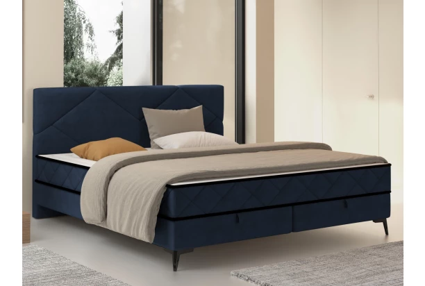 Posteľ Parana 160x200 cm, tmavomodrá zamatová látka