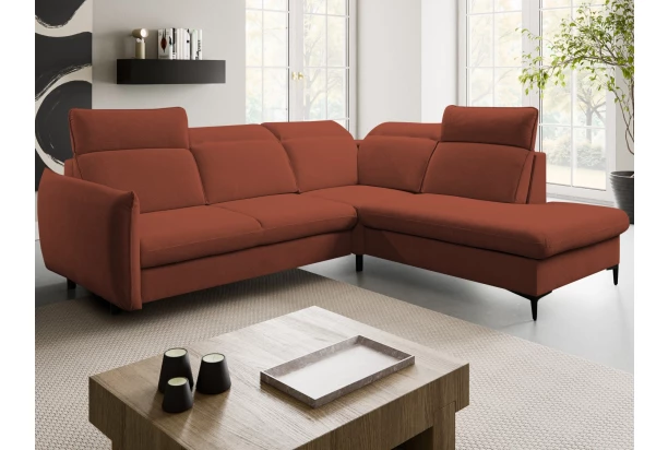 Rohová sedacia súprava Glow, terakota látka, pravý roh