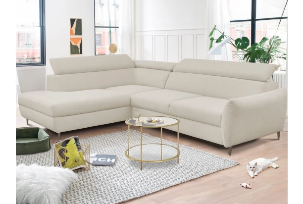 22 / 5 000 Rohová sedacia súprava Othello, svetlo béžová látka, ľavý roh