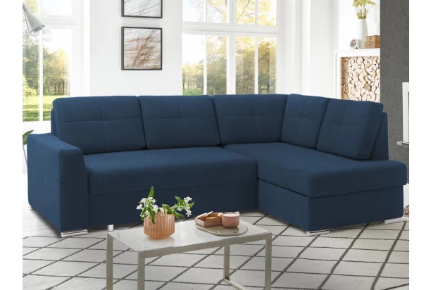 Rohová sedacia  súprava Stilo, tmavo modrá látka, pravý roh