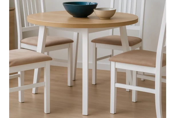 Okrúhly jedálenský stôl Norveg 100 cm, dub artisan/biely