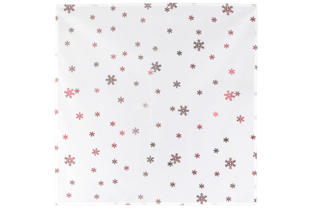 Vianočný obrus Červené vločky, biely, 80x80 cm