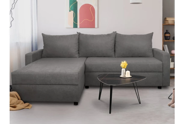 Univerzálna rohová sedacia súprava Brest, stredne šedá látka