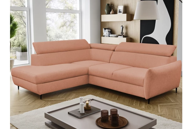 Rohová sedacia súprava Othello, lososová látka, ľavý roh