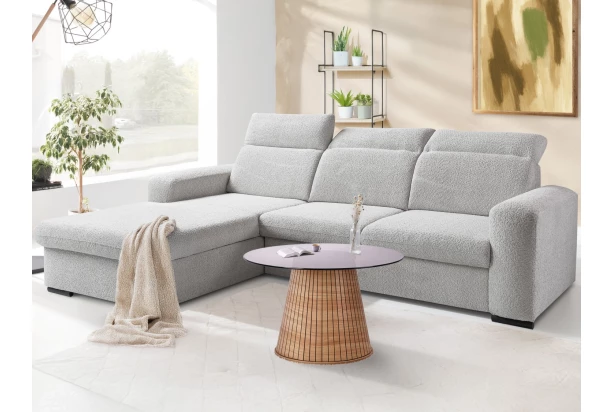 Rohová sedačka Dover, šedo-béžová štruktúrovaná látka, ľavý roh