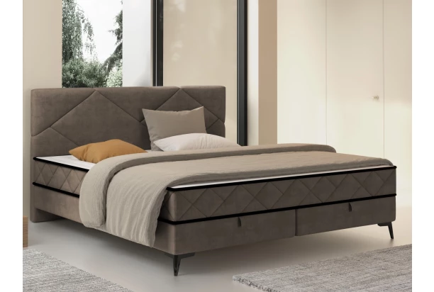 Postel Parana 160x200 cm, svetlo hnedá zamatová látka