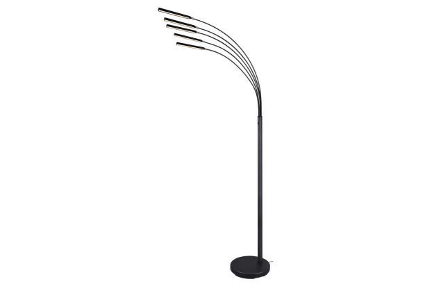 Stojacia LED lampa Reed 195 cm, čierna, 5 svietidiel