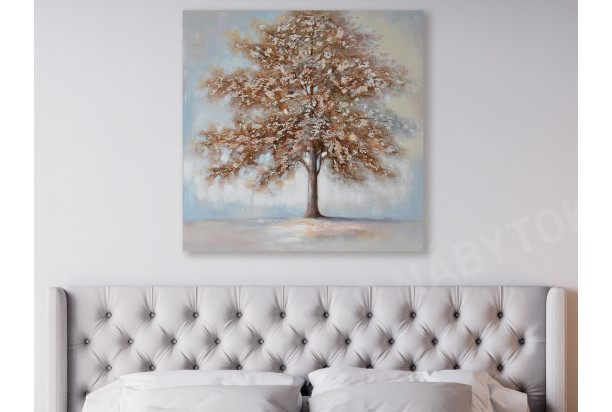 Ručne maľovaný obraz Strom života 100x100 cm, výrazná štruktúra