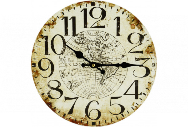 Nástenné hodiny Stará mapa 30 cm, retro, MDF