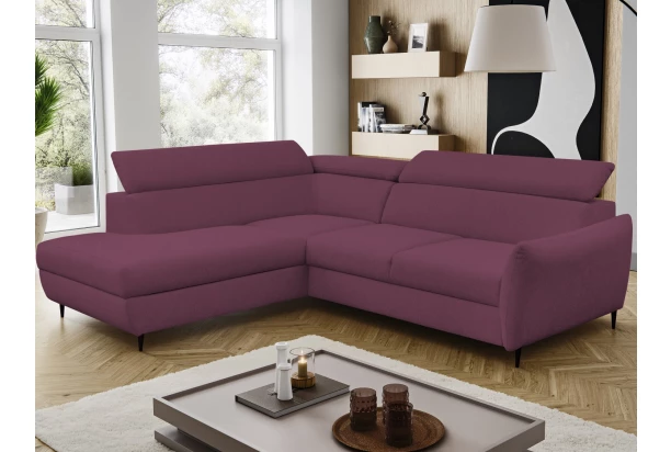 Rohová sedacia súprava Othello, fialová ľalia látka, ľavý roh