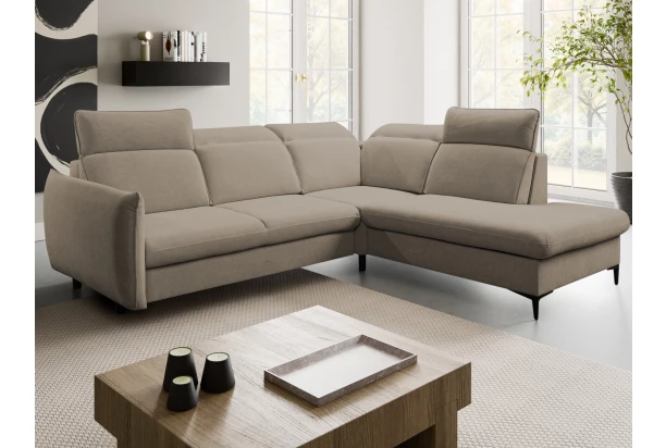 Rohová sedacia súprava Glow, taupe látka, pravý roh