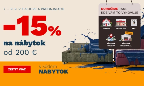 15 % na NÁBYTEK od 6000Kč/200€ 7-9-9-2026