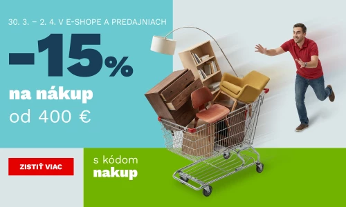 15 % na nákup od 10 000,- 30.3. - 2.4.2026