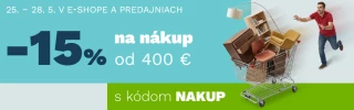 -15 % na nákup od 400 € s kódom NAKUP
