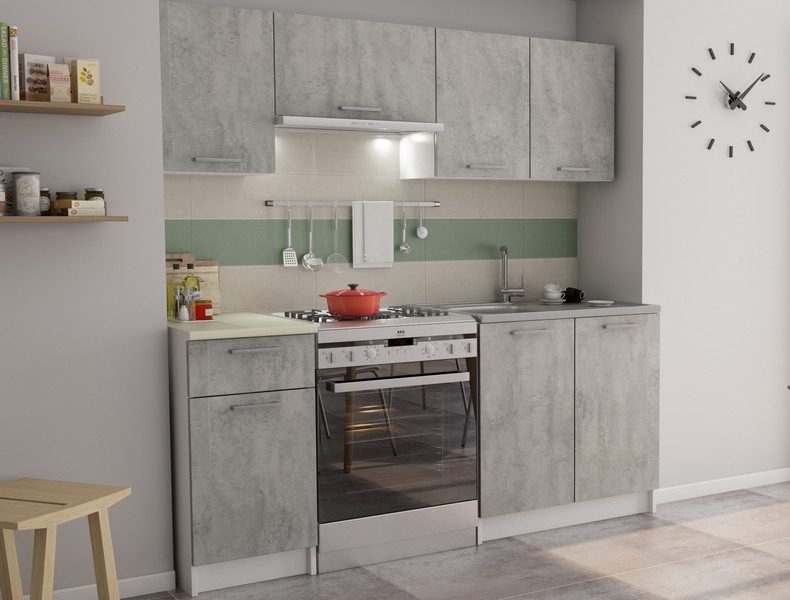 Kuchynský blok Irma, biela / sivý betón