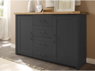 Široká komoda so zásuvkami Locarno, grafit/dub artisan