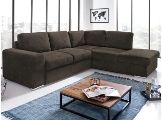 Rohová sedacia súprava Eddi, tmavo hnedá espresso látka, pravý roh