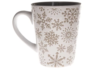 Vianočný hrnček Snehové vločky 320 ml, hnedo-biely