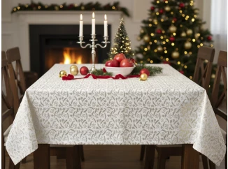 Vianočný obrus Perie a šišky 130x160 cm, zlatý